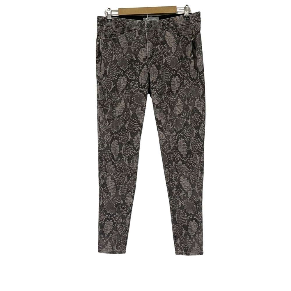 Wit‎ & Wisdom Gray Snake Print Skinny Jeans Size 10 Animal Print Mobwife